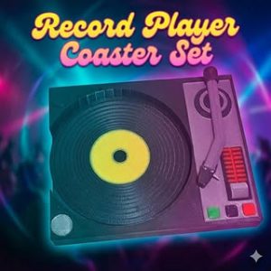 Mini Record coasters with matching record player.